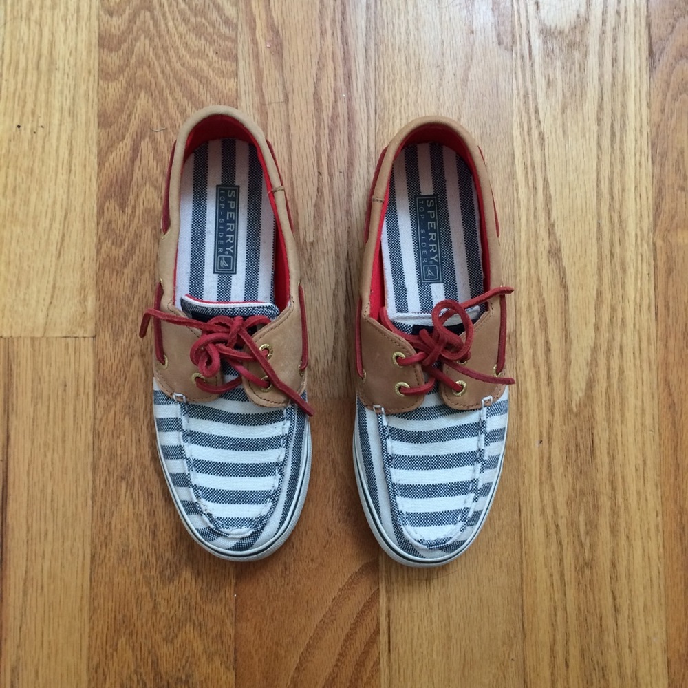 Sperry topsiders with blue/white stripes 6